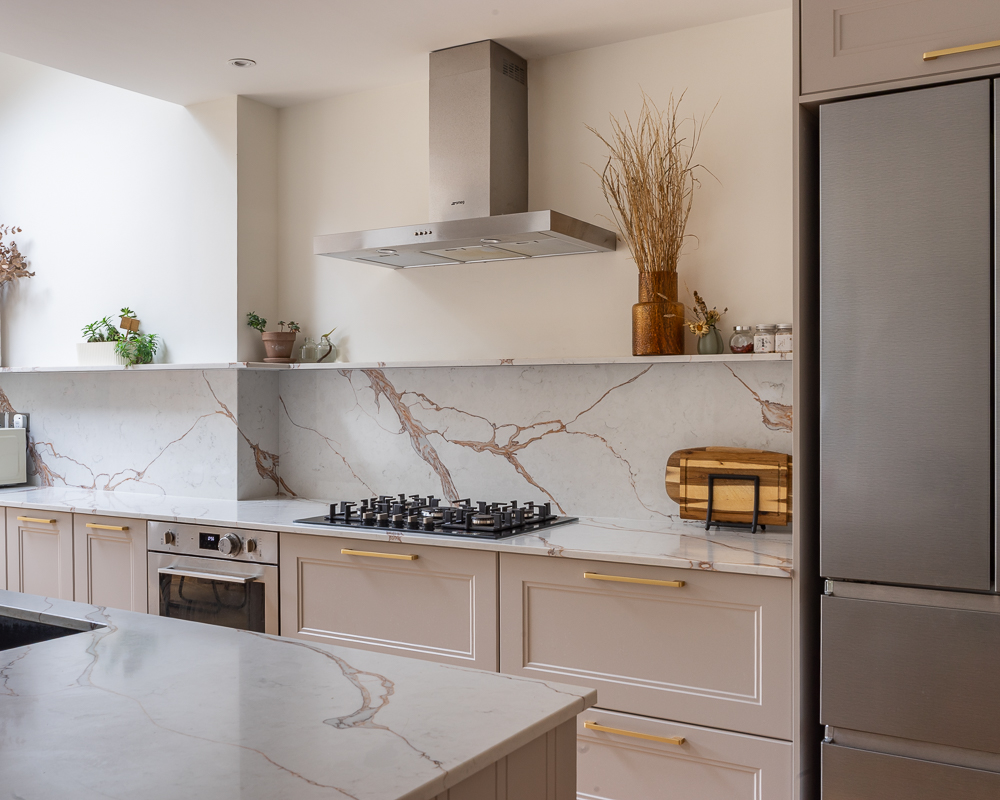 PGK Signature Polar White Dark Oak Quartz Contemporary Kitchen Chelsea PGK Signature Polar White & Dark Oak Quartz Contemporary Kitchen