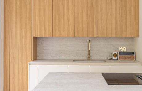 PGK Focus Alpine White Gloss & Walnut Veneer Contemporary Kitchen