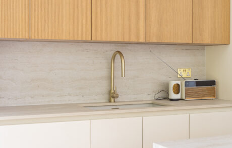 PGK Focus Alpine White Gloss & Walnut Veneer Contemporary Kitchen