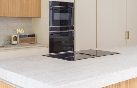 PGK Focus Alpine White Gloss & Walnut Veneer Contemporary Kitchen