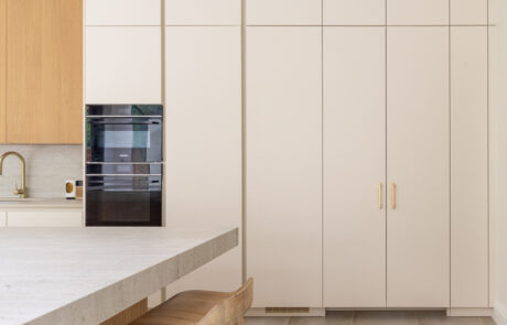 PGK Focus Alpine White Gloss & Walnut Veneer Contemporary Kitchen