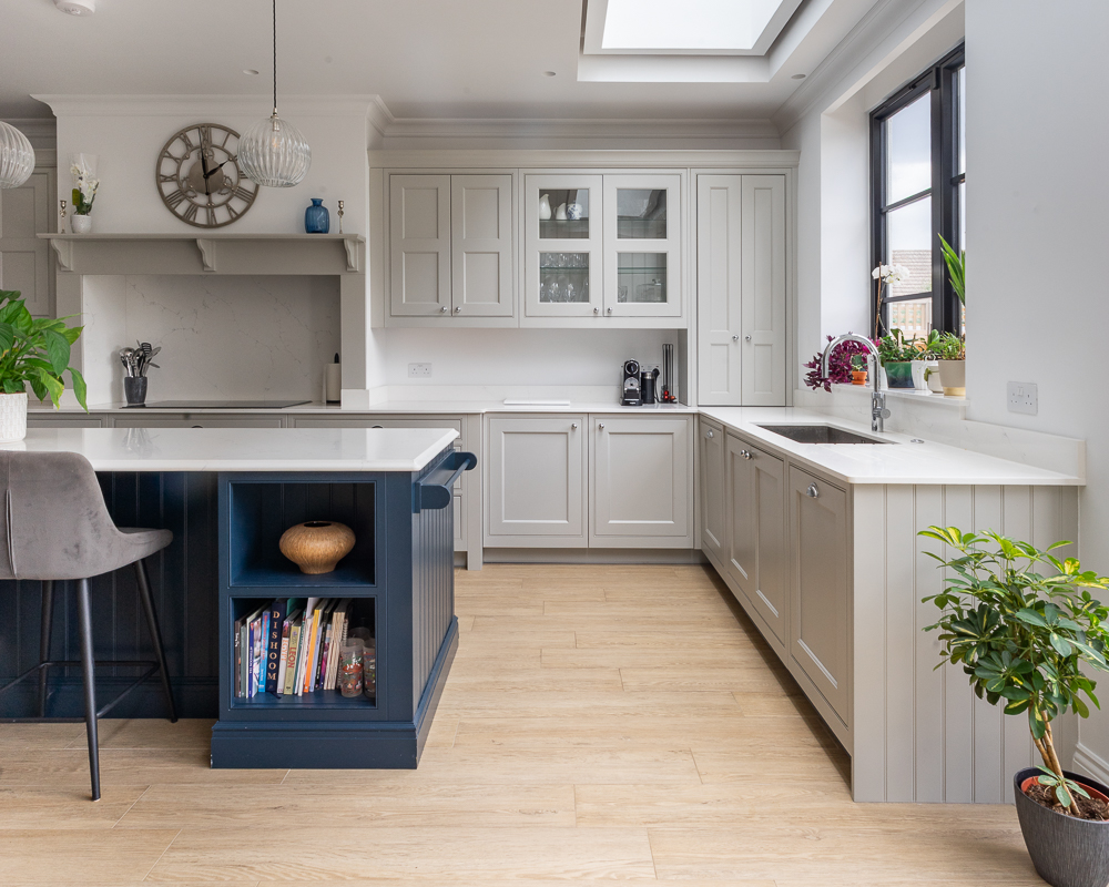 PGK Focus Alpine White Gloss Waterfall Quartz Contemporary Kitchen Kensington PGK Focus Alpine White Gloss & Waterfall Quartz Contemporary Kitchen