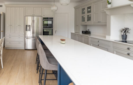 PGK Focus Alpine White Gloss Waterfall Quartz Contemporary Kitchen Kensington PGK Focus Alpine White Gloss & Waterfall Quartz Contemporary Kitchen