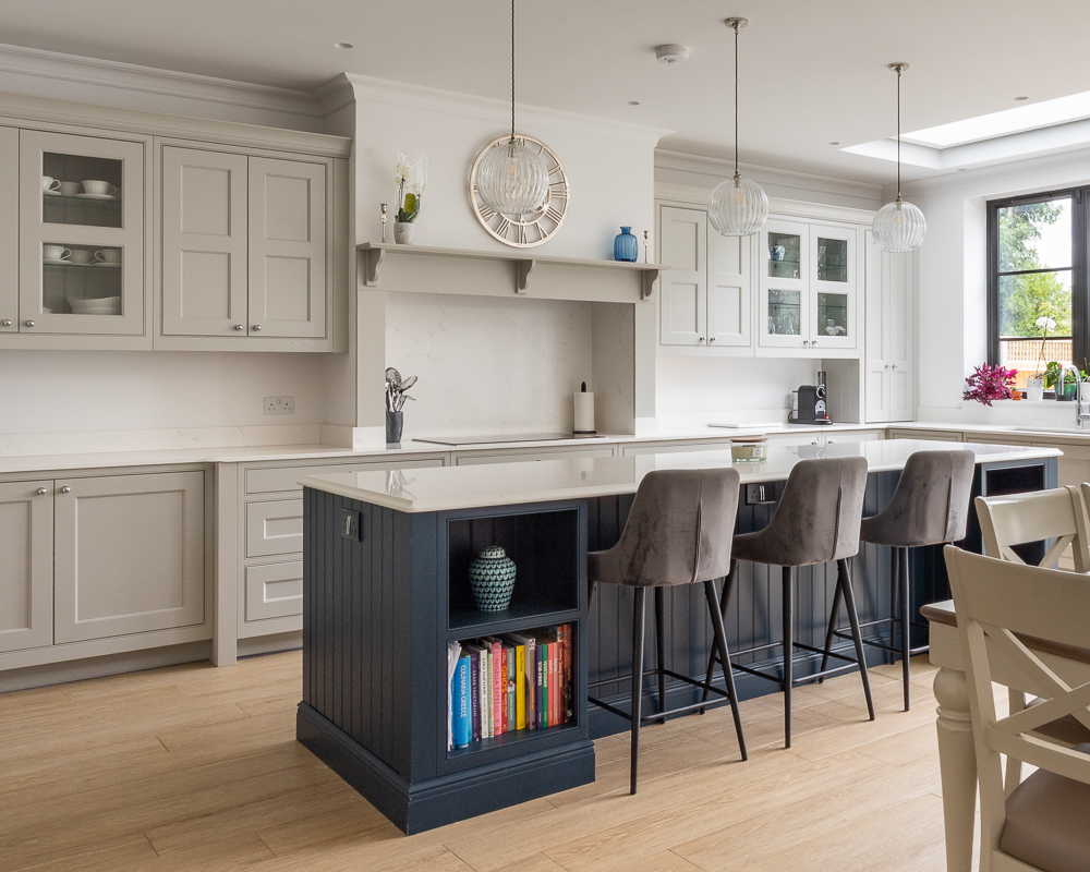 PGK Focus Alpine White Gloss Waterfall Quartz Contemporary Kitchen Kensington PGK Focus Alpine White Gloss & Waterfall Quartz Contemporary Kitchen