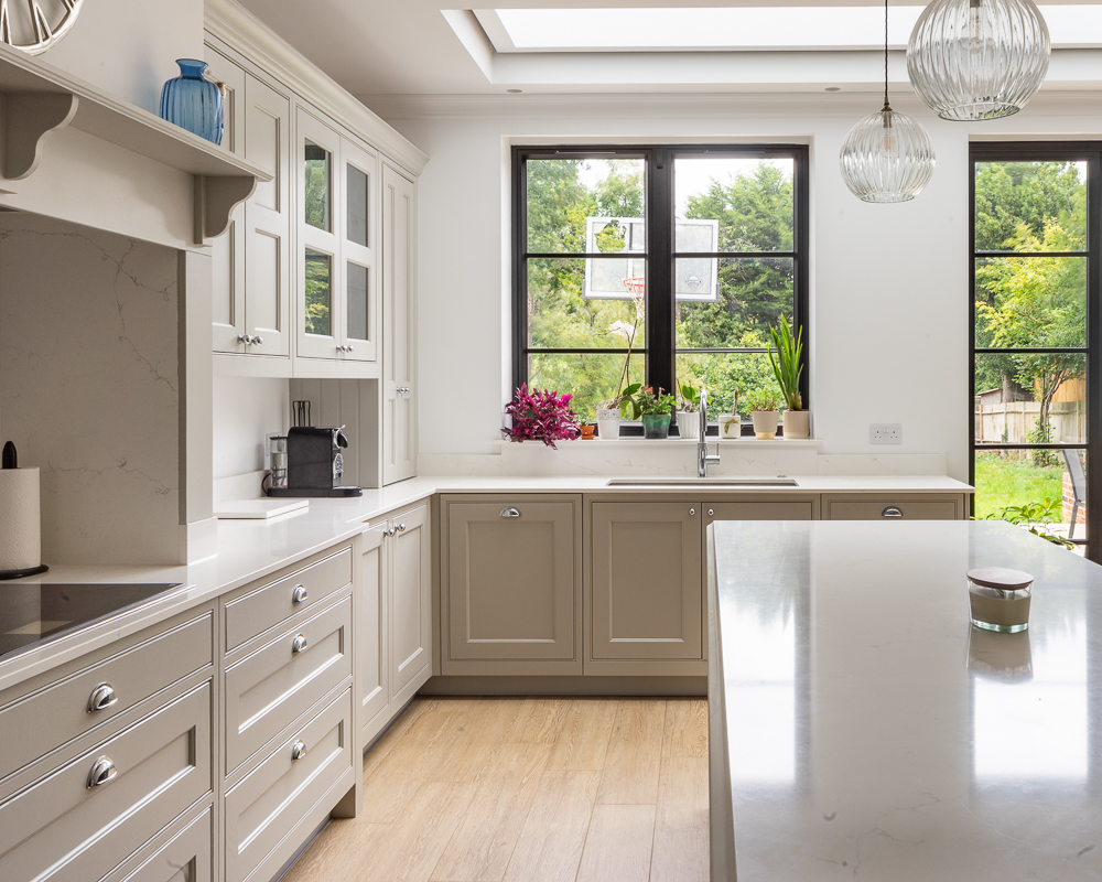 PGK Focus Alpine White Gloss Waterfall Quartz Contemporary Kitchen Kensington PGK Focus Alpine White Gloss & Waterfall Quartz Contemporary Kitchen