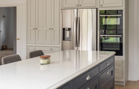 PGK Focus Alpine White Gloss Waterfall Quartz Contemporary Kitchen Kensington PGK Focus Alpine White Gloss & Waterfall Quartz Contemporary Kitchen