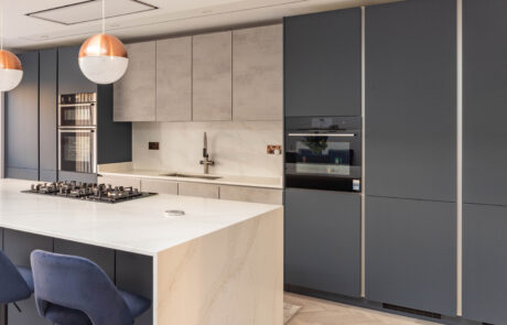 PGK Marine Focus Calacatta Gold Quartz Contemporary Kitchen Barnes PGK Marine Focus & Calacatta Gold Quartz Contemporary Kitchen