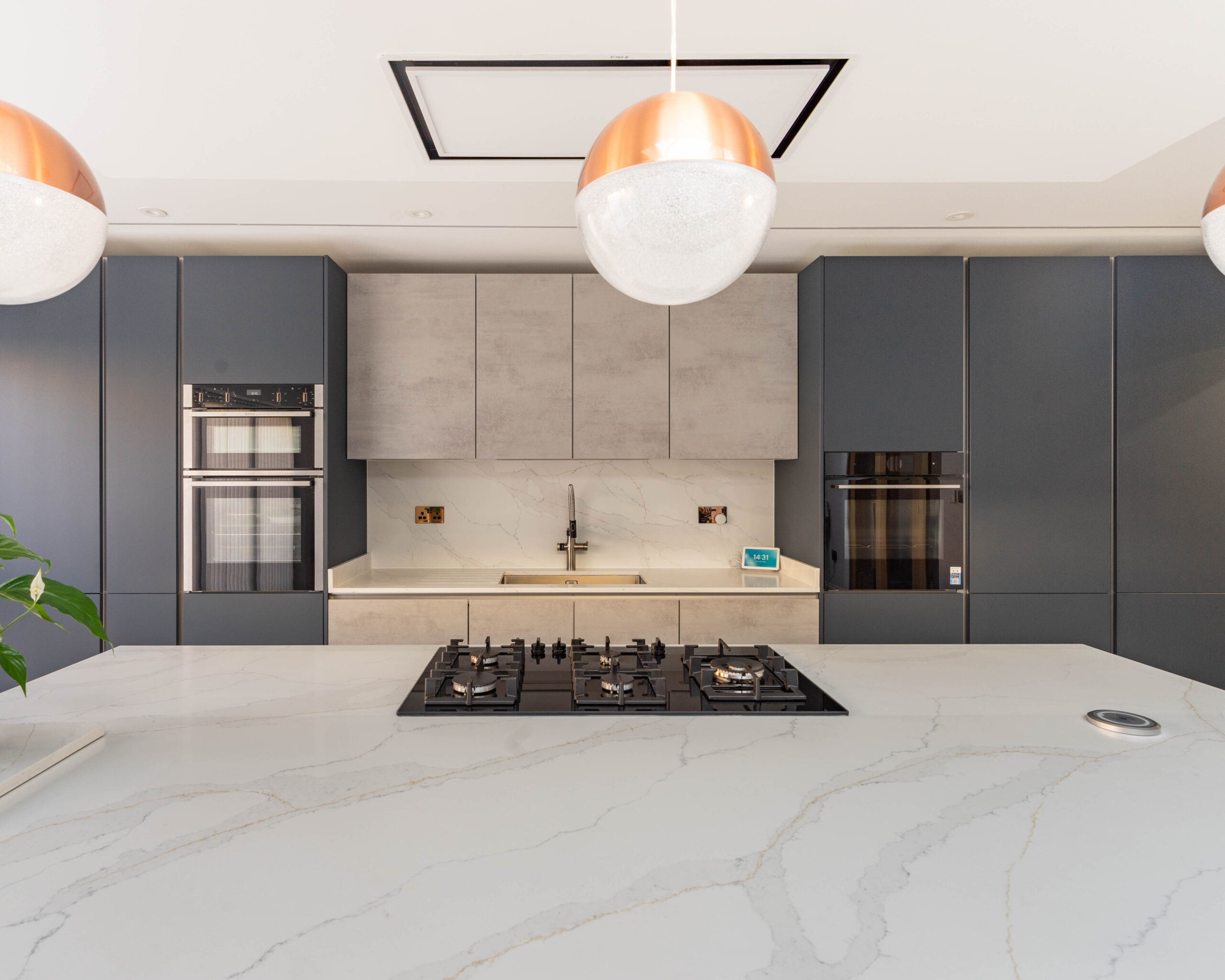 PGK Marine Focus Calacatta Gold Quartz Contemporary Kitchen Barnes PGK Marine Focus & Calacatta Gold Quartz Contemporary Kitchen