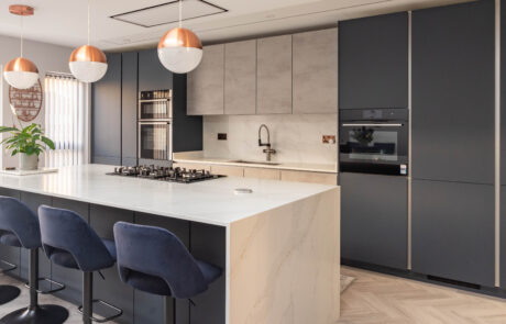 PGK Marine Focus Calacatta Gold Quartz Contemporary Kitchen Barnes PGK Marine Focus & Calacatta Gold Quartz Contemporary Kitchen