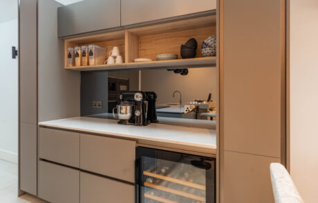 PGK Pistachio Shaker Calacatta White Artisan Kitchen Wimbledon PGK Pistachio Shaker & Calacatta White Artisan Kitchen