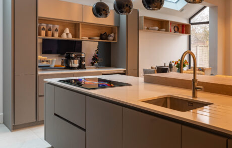 PGK Pistachio Shaker Calacatta White Artisan Kitchen Wimbledon PGK Pistachio Shaker & Calacatta White Artisan Kitchen