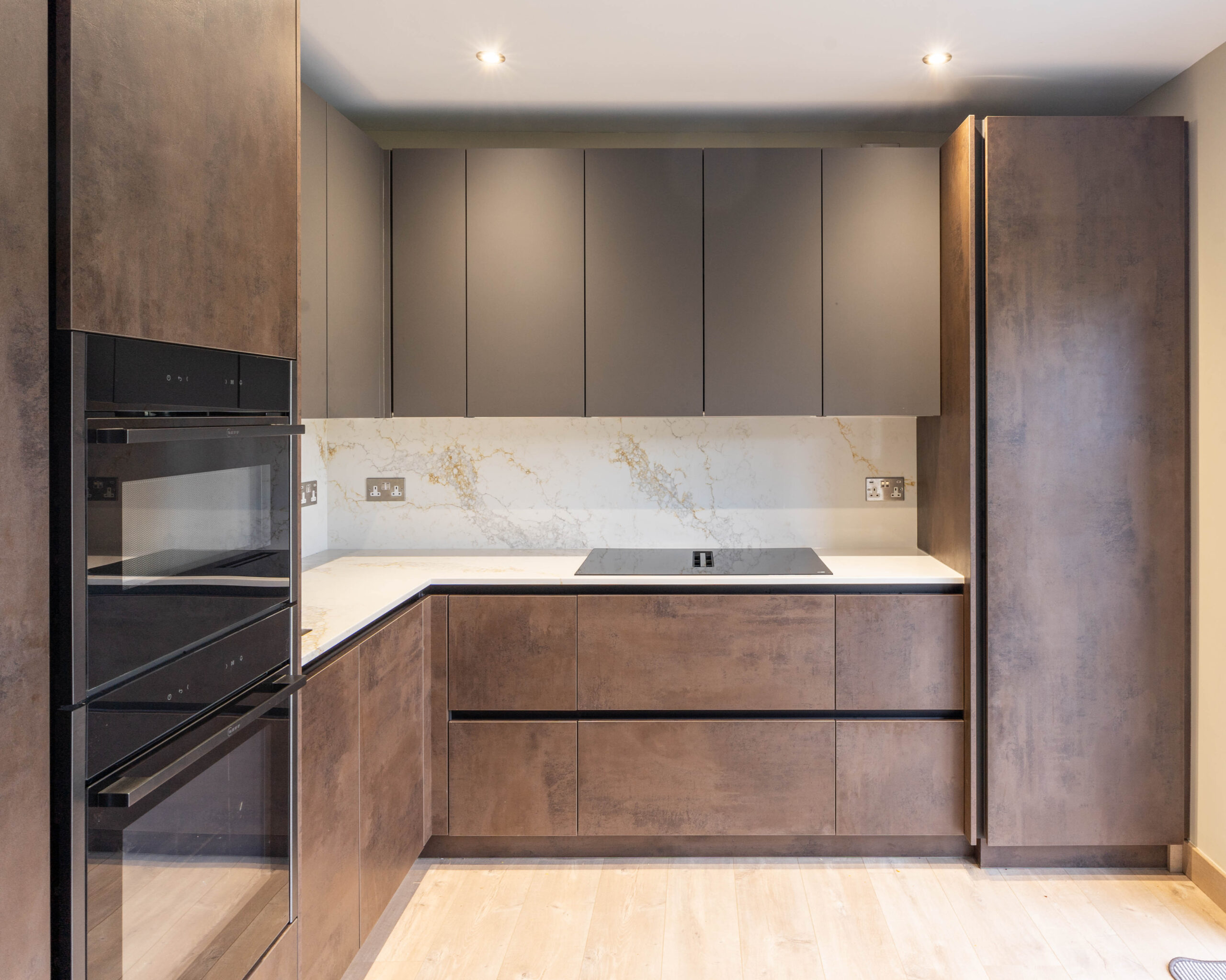 PGK Focus Taupe Matt Oak Accent Contemporary Kitchen Twickenham PGK Focus Taupe Matt & Oak Accent Contemporary Kitchen