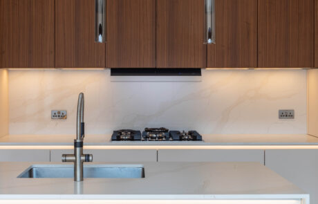 PGK Cashmere Matt Fluted Walnut Focus Contemporary Kitchen Kensington PGK Cashmere Matt & Fluted Walnut Focus Contemporary Kitchen