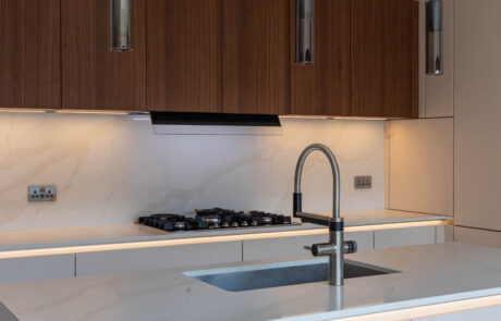 PGK Cashmere Matt Fluted Walnut Focus Contemporary Kitchen Kensington PGK Cashmere Matt & Fluted Walnut Focus Contemporary Kitchen