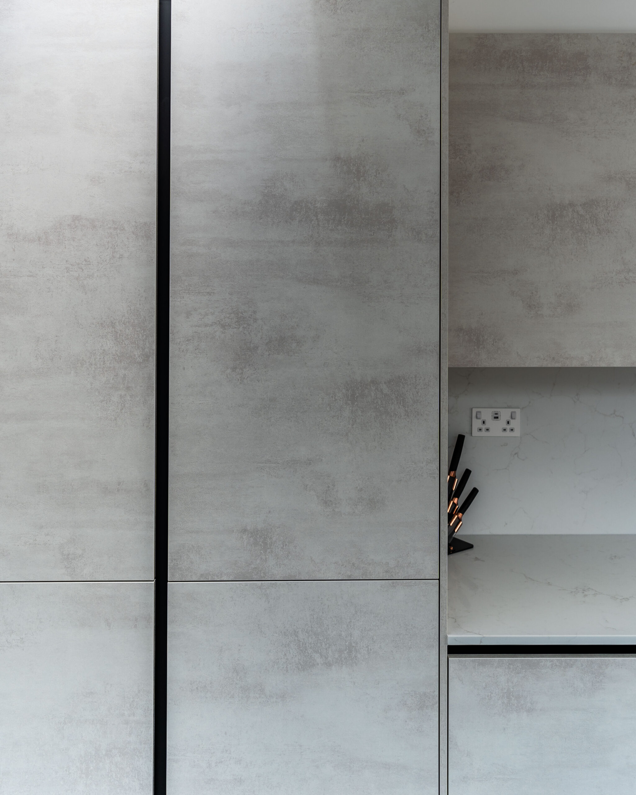 pgk-basalt-dark-grey-concrete-effect-kitchen.jpg PGK Contemporary Dark Stone Kitchen Island with Cement Wall Units, London